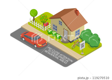 3D Isometric Flat Illustration of Speed Control, Safe Driving Rules And Tips 3D Isometric Flat Illustration of Speed Control, Safe Driving Rules And Tips 119270510
