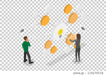 3D Isometric Flat  Illustration of Mind Map, Information Management 119270516