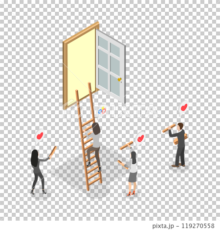 3D Isometric Flat  Illustration of Ladder To Success, Career Cevelopment, Finance Achievement 119270558