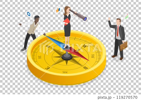 3D Isometric Flat  Illustration of Navigation And Orientation In Business, Strategy Direction 119270570