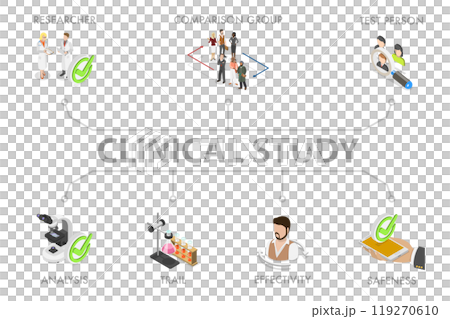 3D Isometric Flat Illustration of Clinical Study, Medical Research 3D Isometric Flat Illustration of Clinical Study, Medical Research 119270610