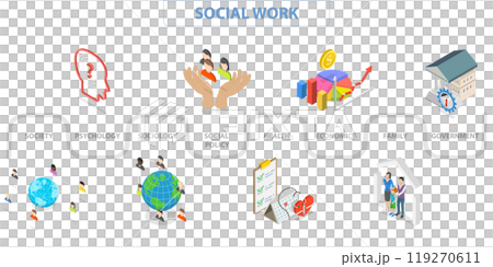 3D Isometric Flat  Illustration of Social Work, Society and Community 119270611