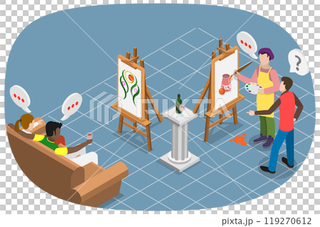 3D Isometric Flat Illustration of Creative Art Entertainment , Paint and Sip 3D Isometric Flat Illustration of Creative Art Entertainment , Paint and Sip 119270612