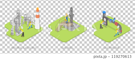 3D Isometric Flat Illustration of Natural Gas Extraction, Getting Fossil Energy 3D Isometric Flat Illustration of Natural Gas Extraction, Getting Fossil Energy 119270613