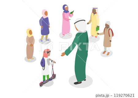 3D Isometric Flat Illustration of Muslim Schoolchildren , School Teacher and Students 3D Isometric Flat Illustration of Muslim Schoolchildren , School Teacher and Students 119270621