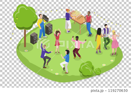 3D Isometric Flat Illustration of Park Fun Party, Outdoor Entertainment 3D Isometric Flat Illustration of Park Fun Party, Outdoor Entertainment 119270630