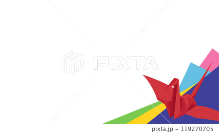 折り紙の鶴のフレーム素材_16:9 折り紙の鶴のフレーム素材_16:9 119270705