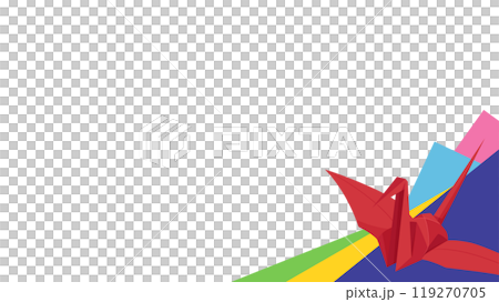 折り紙の鶴のフレーム素材_16:9 折り紙の鶴のフレーム素材_16:9 119270705