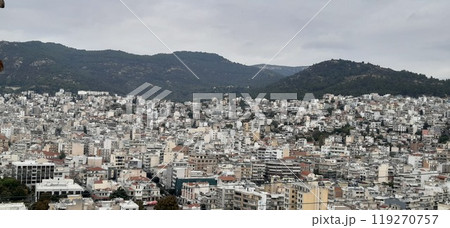 Kavala city in northern Greece, Macedonia region. Picture of the old city, harbour and antique fortres 119270757