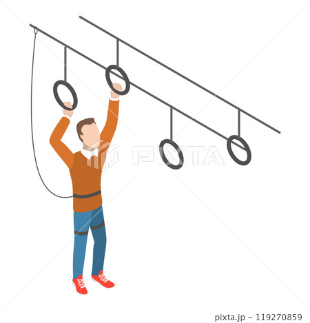 3D Isometric Flat  Illustration of Rope Park. Item 4 119270859