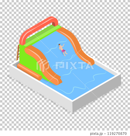 3D Isometric Flat  Set of Aquapark Scenes. Item 3 119270870