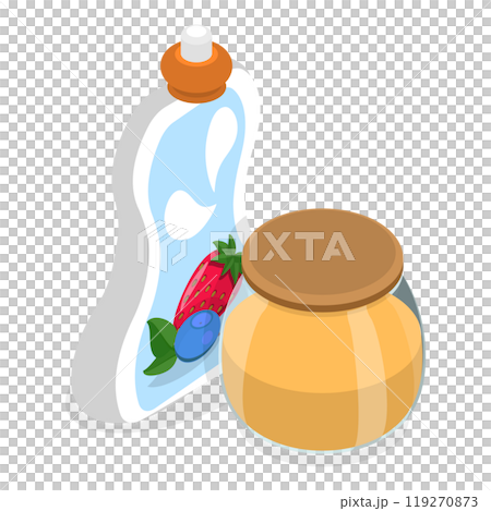 3D Isometric Flat Set of Baby Food Items. Item 1 3D Isometric Flat Set of Baby Food Items. Item 1 119270873
