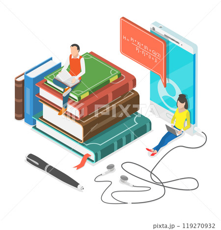 3D Isometric Flat Illustration of Hybrid or Blended Learning. Item 3 3D Isometric Flat Illustration of Hybrid or Blended Learning. Item 3 119270932
