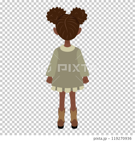 Flat  Illustration of Cute African American Kid Girl Wearing a Coat and Boots. Item 4 119270936