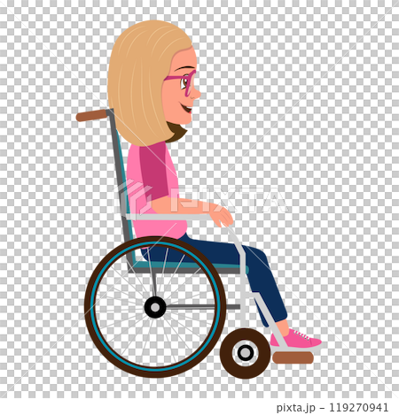 Flat  Illustration of Smiling Kid Girl in Wheelchair. Item 4 119270941