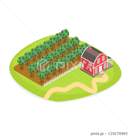 3D Isometric Flat  Illustration of Vineyard Harvesting. Item 3 119270965