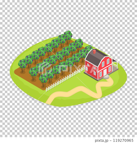 3D Isometric Flat  Illustration of Vineyard Harvesting. Item 3 119270965