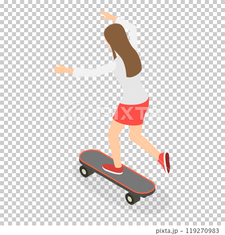 3D Isometric Flat Illustration of Skaters Set. Item 3 3D Isometric Flat Illustration of Skaters Set. Item 3 119270983