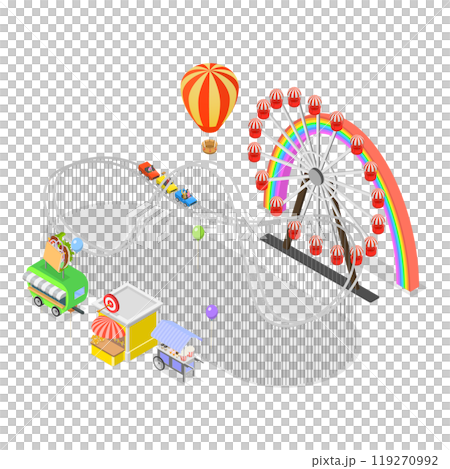 3D Isometric Flat  Set of Amusement Parks. Item 1 119270992