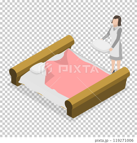 3D Isometric Flat Illustration of Hotel Housekeeping. Item 3 3D Isometric Flat Illustration of Hotel Housekeeping. Item 3 119271006