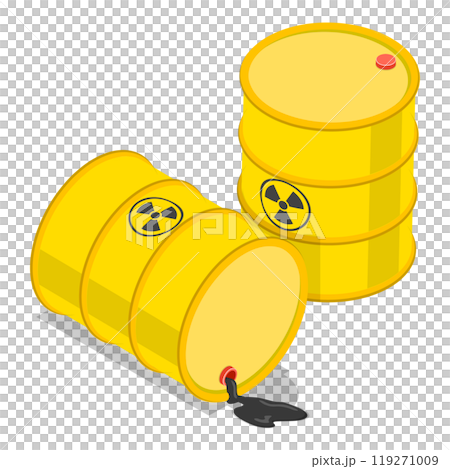 3D Isometric Flat  Set of Radioactive Waste Items. Item 3 119271009