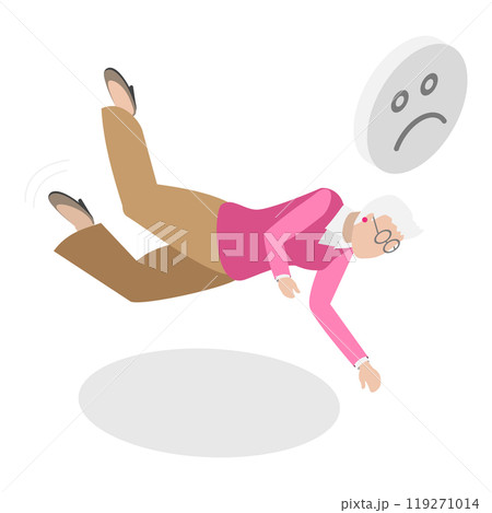 3D Isometric Flat Illustration of Old People Stumble. Item 2 3D Isometric Flat Illustration of Old People Stumble. Item 2 119271014