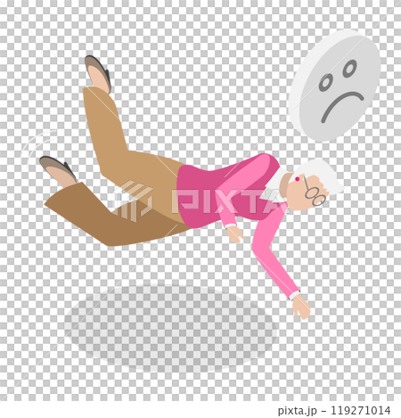 3D Isometric Flat Illustration of Old People Stumble. Item 2 3D Isometric Flat Illustration of Old People Stumble. Item 2 119271014