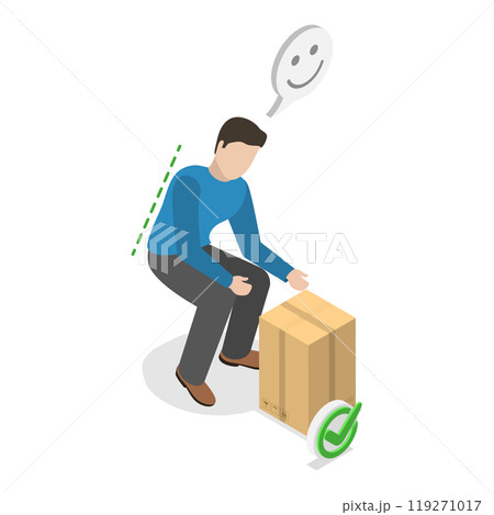 3D Isometric Flat  Illustration of Posture While Weight Lifting. Item 4 119271017
