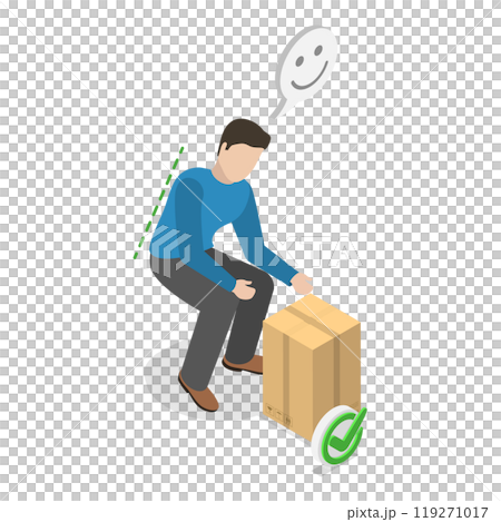 3D Isometric Flat Illustration of Posture While Weight Lifting. Item 4 3D Isometric Flat Illustration of Posture While Weight Lifting. Item 4 119271017