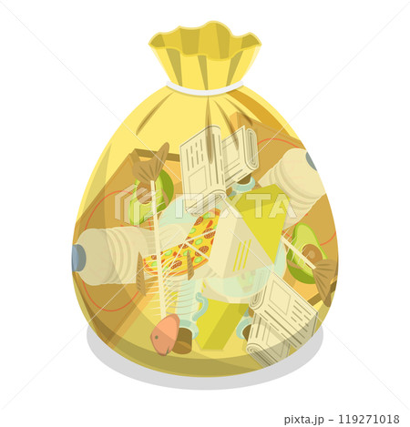 3D Isometric Flat  Illustration of Transparent Trash Bags. Item 4 119271018