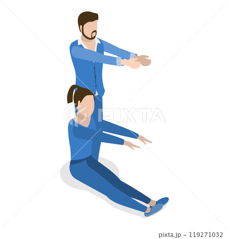 3D Isometric Flat  Set of English Alphabet with People. Item 16 119271032
