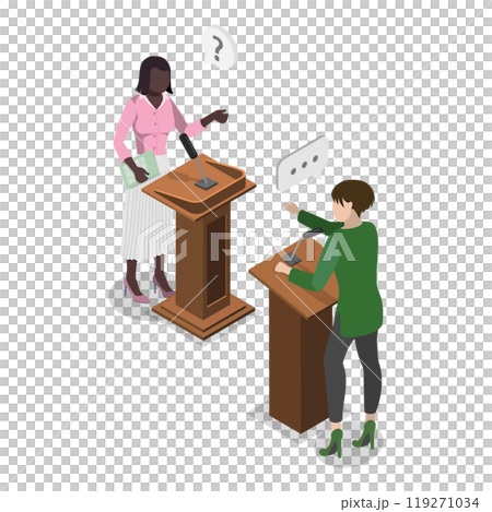 3D Isometric Flat Illustration of Political Debates. Item 2 3D Isometric Flat Illustration of Political Debates. Item 2 119271034