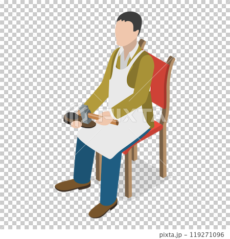 3D Isometric Flat  Illustration of Leather Shoes Production. Item 1 119271096