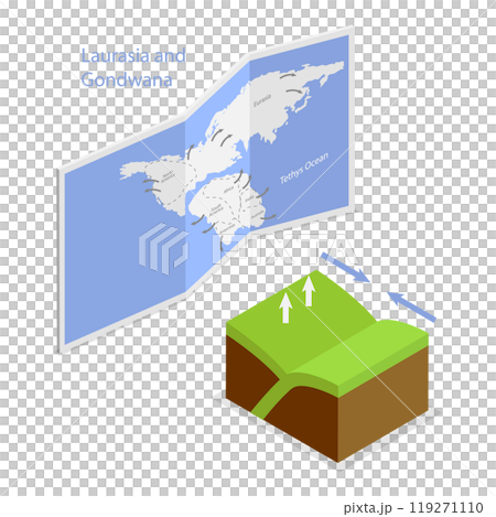 3D Isometric Flat  Illustration of Continental Drift Chronological Movement. Item 2 119271110