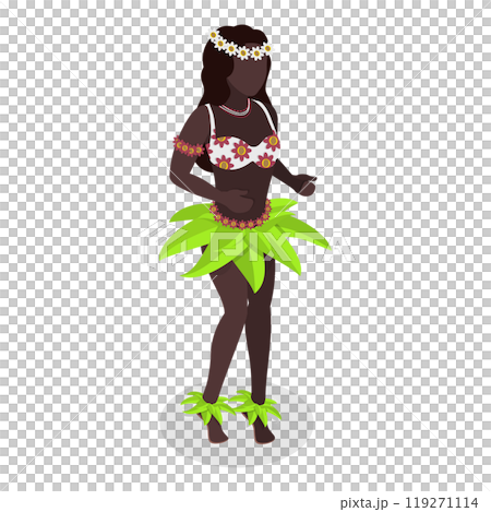 3D Isometric Flat  Set of Hawaiian Dancers. Item 1 119271114