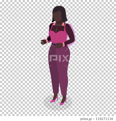 3D Isometric Flat  Set of Plus Size Style Girls. Item 1 119271116