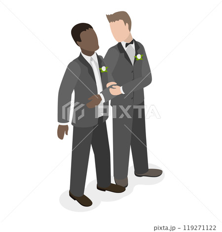 3D Isometric Flat  Illustration of LGBTQ Marriage. Item 2 119271122