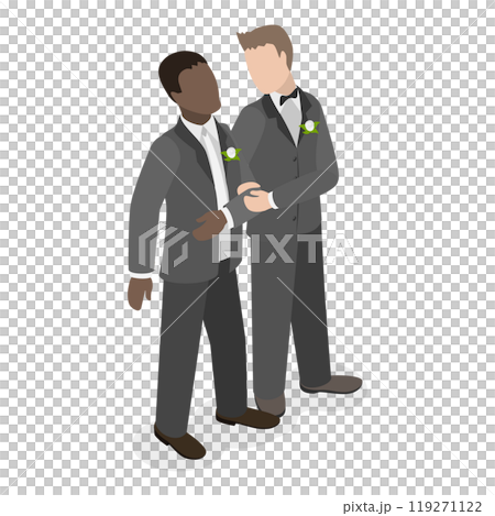 3D Isometric Flat Illustration of LGBTQ Marriage. Item 2 3D Isometric Flat Illustration of LGBTQ Marriage. Item 2 119271122