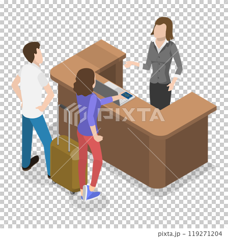 3D Isometric Flat Illustration of Hotel Customer Service. Item 3 3D Isometric Flat Illustration of Hotel Customer Service. Item 3 119271204
