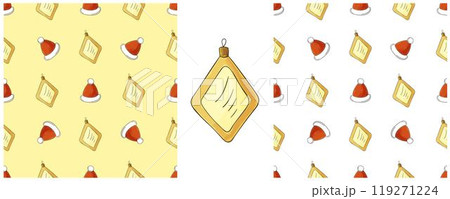 Christmas holidays. Set Seamless patterns in hand draw style Christmas holidays. Set Seamless patterns in hand draw style 119271224