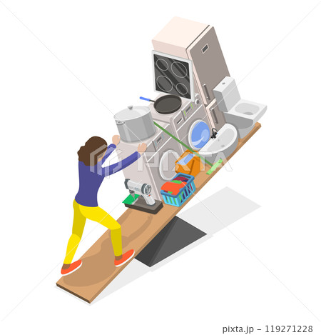 3D Isometric Flat Set of Tired People. Item 2 3D Isometric Flat Set of Tired People. Item 2 119271228