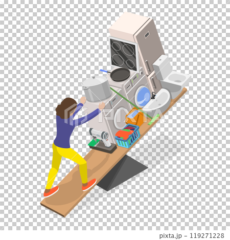 3D Isometric Flat  Set of Tired People. Item 2 119271228