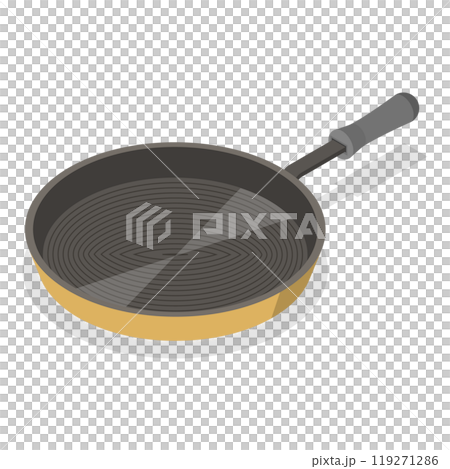 3D Isometric Flat Set of Frying Pans. Item 1 3D Isometric Flat Set of Frying Pans. Item 1 119271286