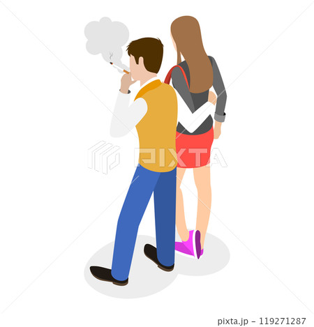 3D Isometric Flat Set of Smoking People. Item 2 3D Isometric Flat Set of Smoking People. Item 2 119271287