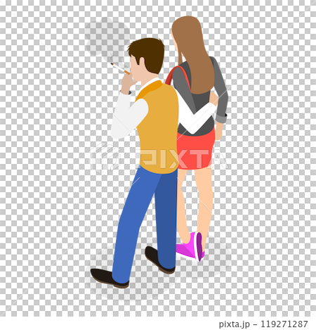 3D Isometric Flat Set of Smoking People. Item 2 3D Isometric Flat Set of Smoking People. Item 2 119271287