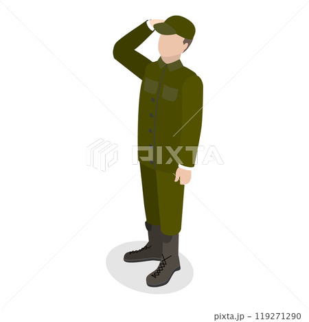 3D Isometric Flat Set of Soldiers in Uniform. Item 2 3D Isometric Flat Set of Soldiers in Uniform. Item 2 119271290