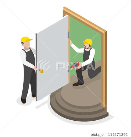3D Isometric Flat  Set of Renovation and Decoration of Room. Item 1 119271292