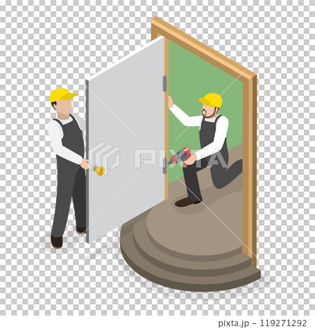 3D Isometric Flat  Set of Renovation and Decoration of Room. Item 1 119271292