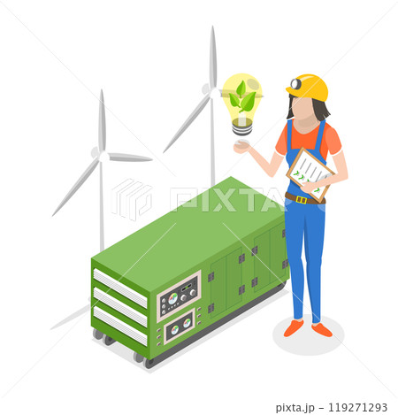 3D Isometric Flat Illustration of Sustainable Energy Source. Item 2 3D Isometric Flat Illustration of Sustainable Energy Source. Item 2 119271293