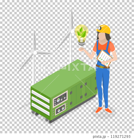 3D Isometric Flat Illustration of Sustainable Energy Source. Item 2 3D Isometric Flat Illustration of Sustainable Energy Source. Item 2 119271293